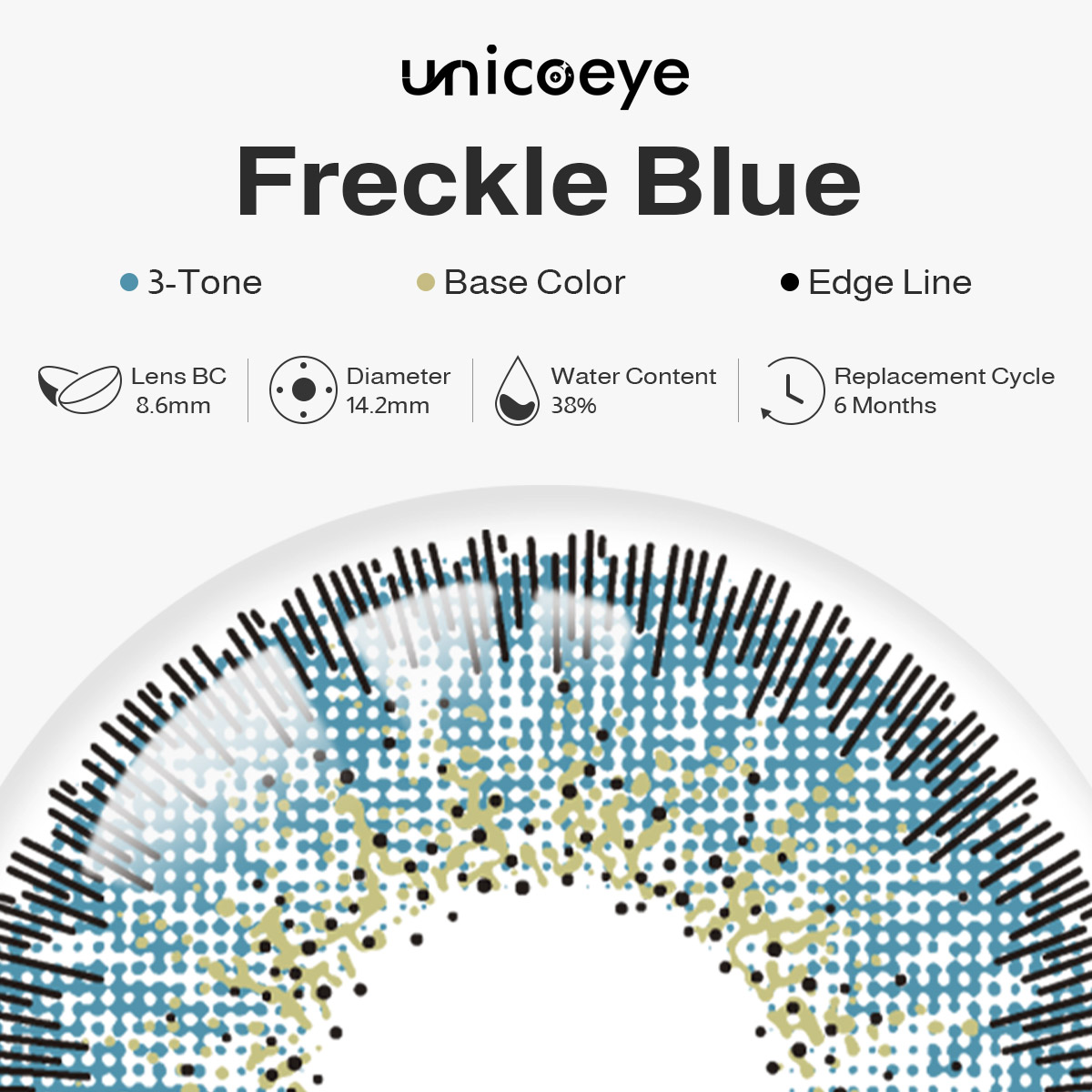 Freckle Blue 6 Months Contact Lenses | 2 Pcs