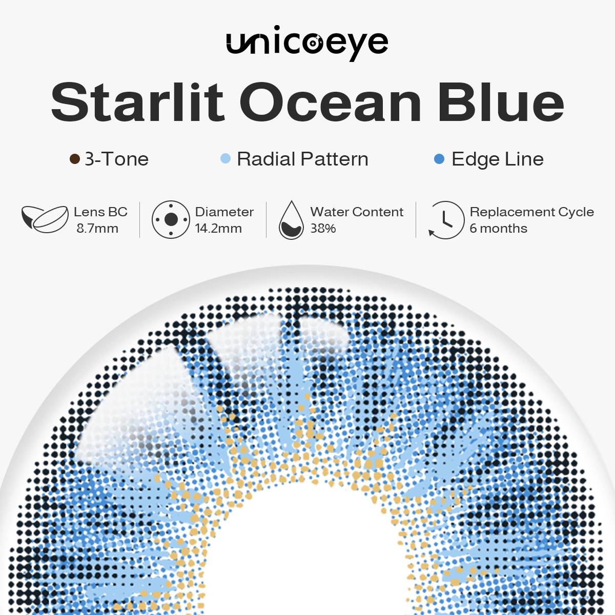 Starlit Ocean Blue 6 Months Contact Lenses | 2 Pcs