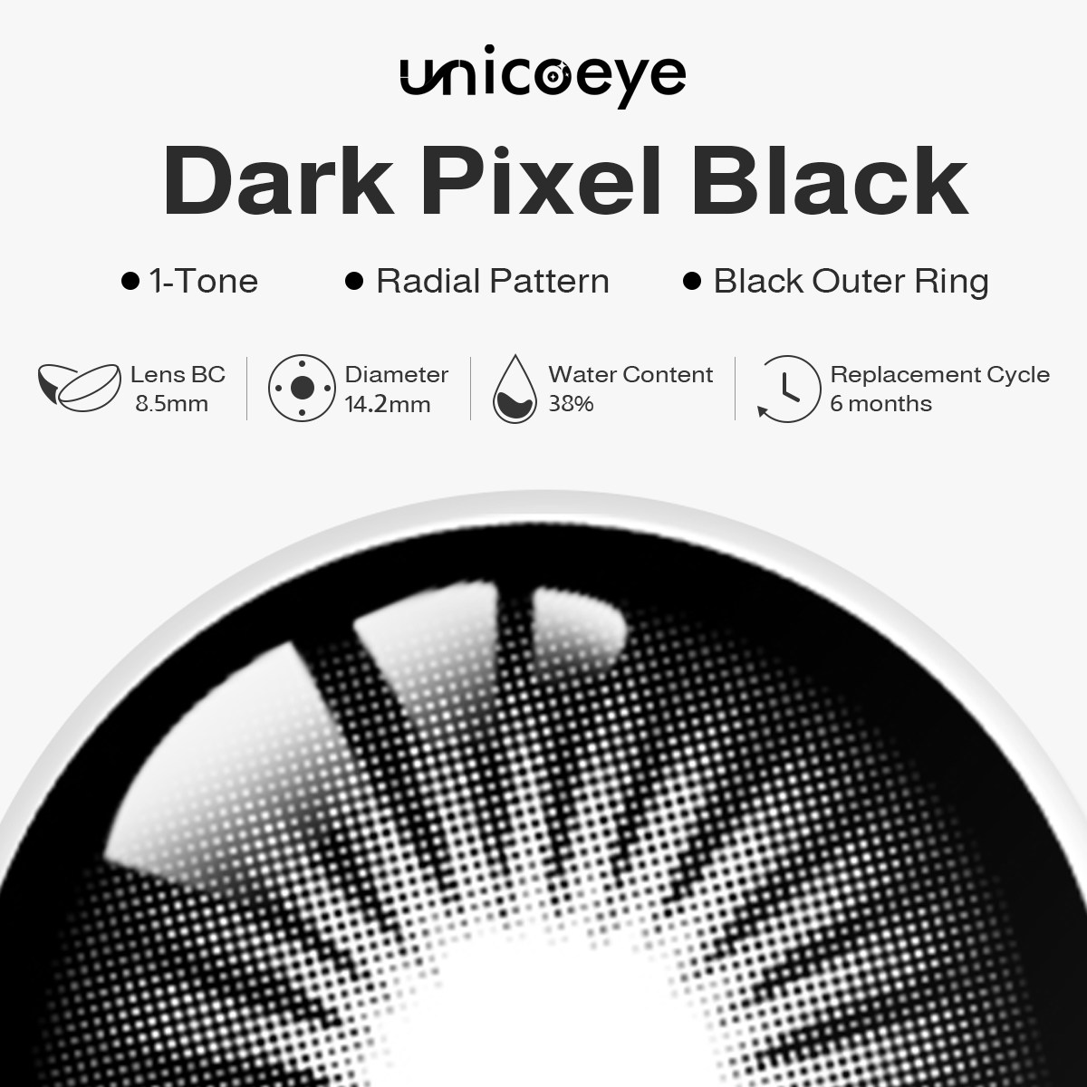 Dark Pixel Black 6 Month Contact Lenses | 2 Pcs