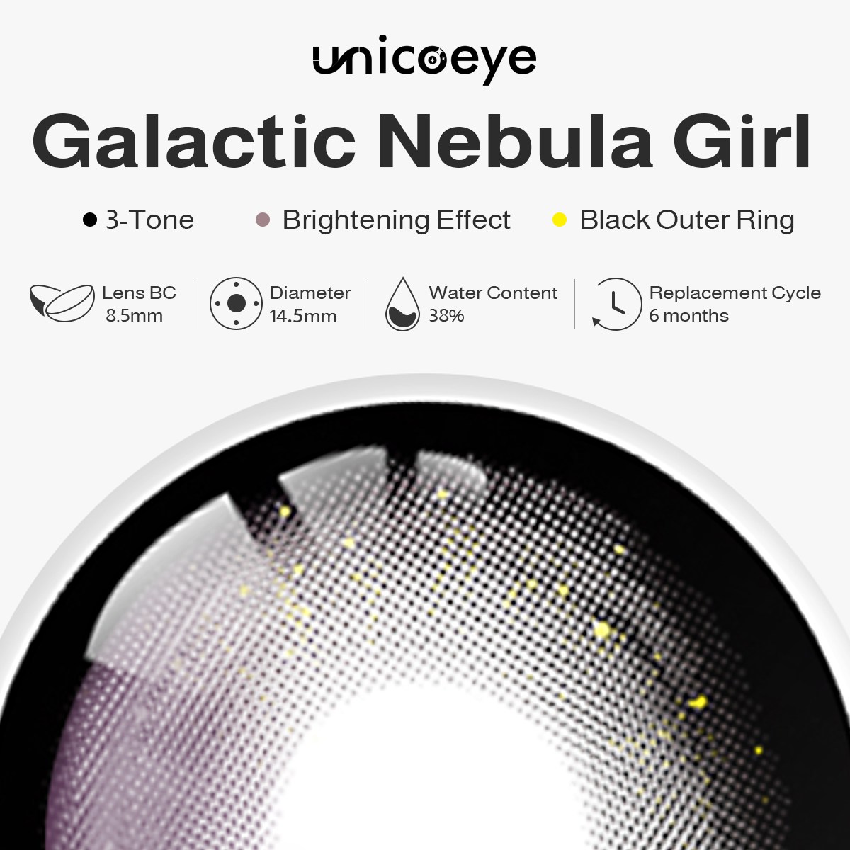 Galactic Nebula Girl Purple 6 Month Contact Lenses | 2 Pcs