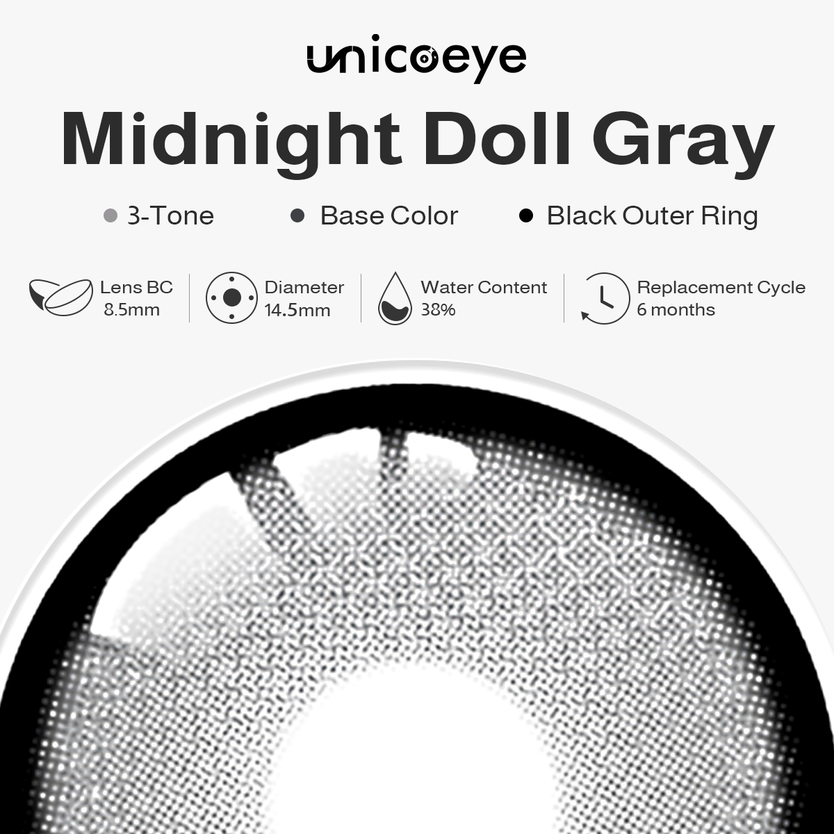 Midnight Doll Gray 6 Months Contact Lenses | 2 Pcs