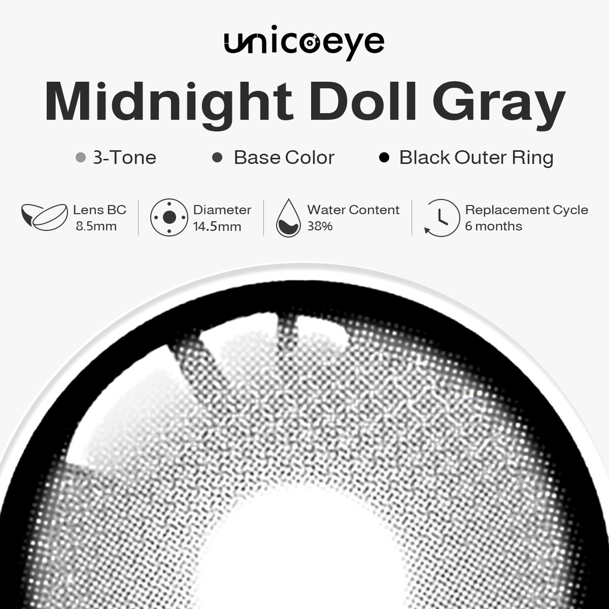 Midnight Doll Gray 6 Months Contact Lenses | 2 Pcs
