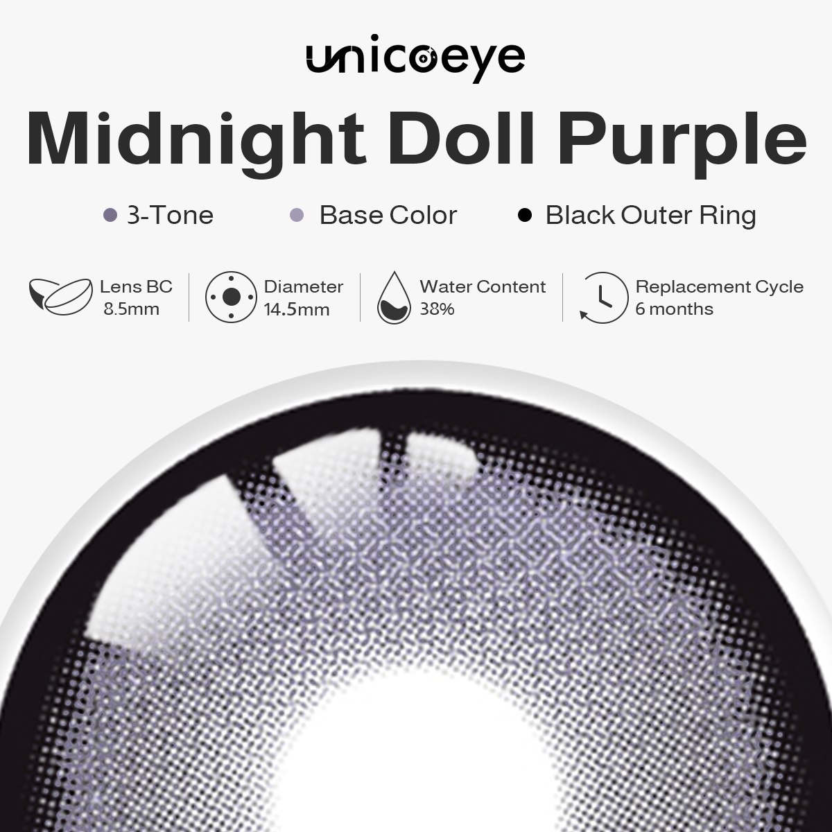 Midnight Doll Purple 6 Months Contact Lenses | 2 Pcs