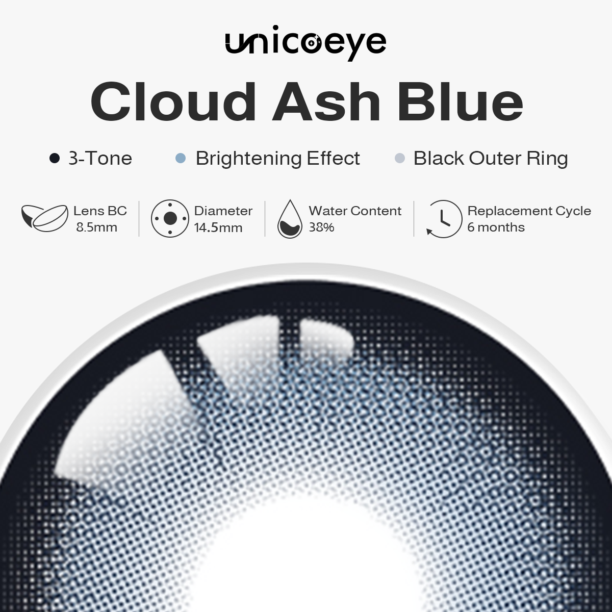 Cloud Ash Blue 6 Months Contact Lenses | 2 Pcs