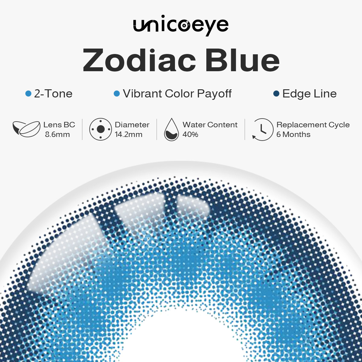 Zodiac Blue Prescription 6 Months Contact Lenses | 2pcs