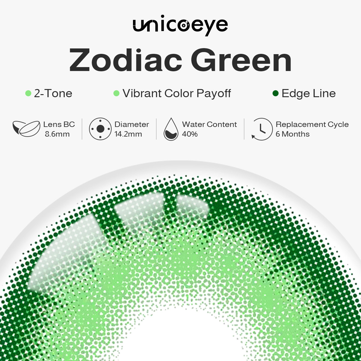 Zodiac Green Prescription 6 Months Contact Lenses | 2pcs