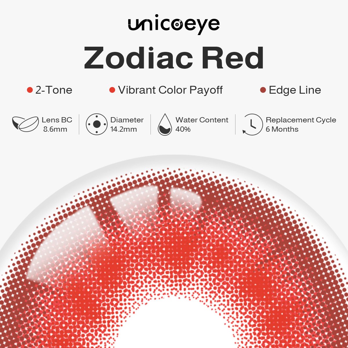 Zodiac Red Prescription 6 Months Contact Lenses | 2pcs