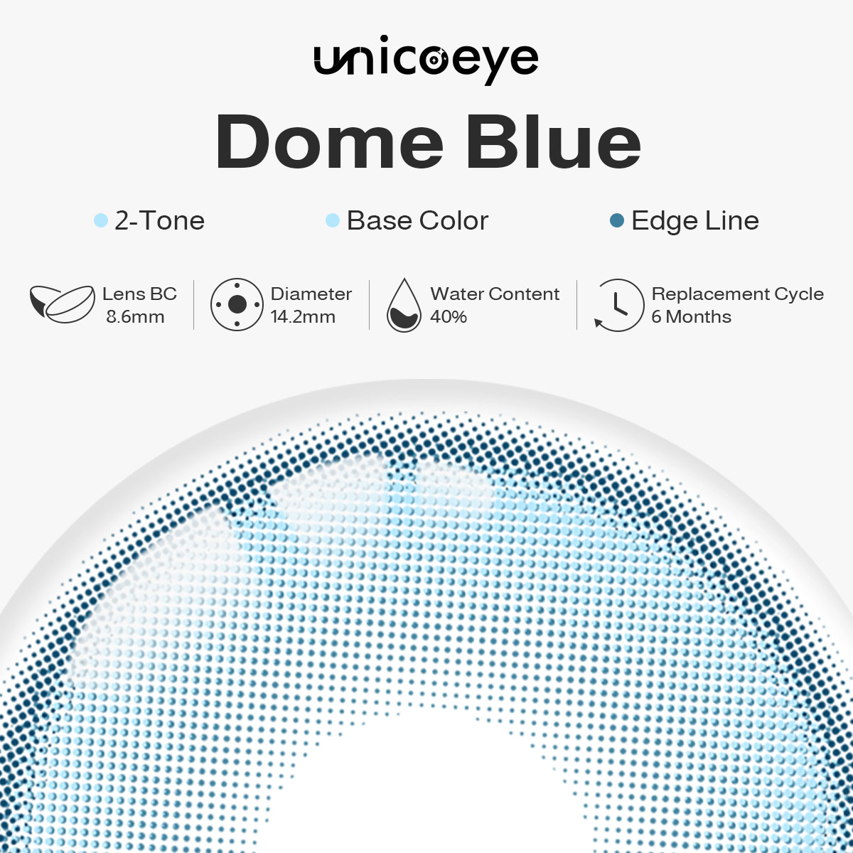 Dome Blue Prescription 6 Months Contact Lenses | 2pcs