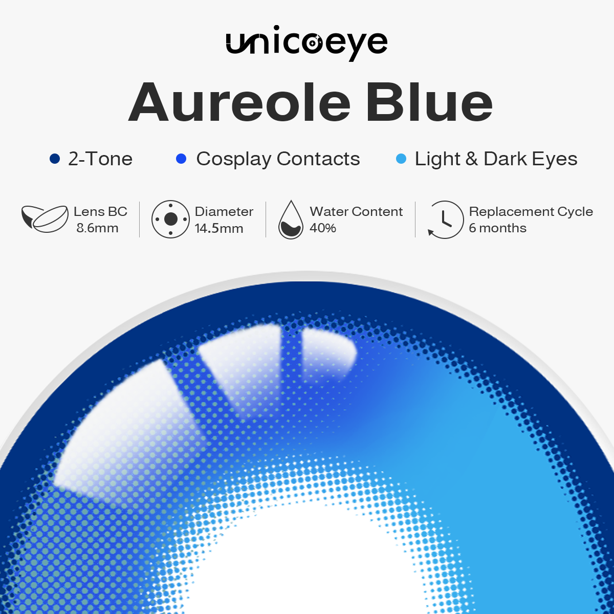 Aureole Blue Prescription 6 Months Contact Lenses | 2 Pcs