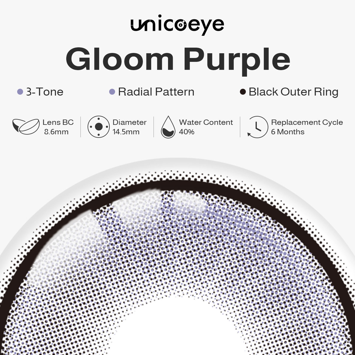 Gloom Purple Prescription 6 Months Contact Lenses | 2 Pcs