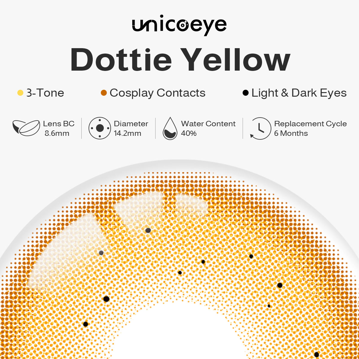 Dottie Yellow Prescription 6 Months Contact Lenses | 2 Pcs