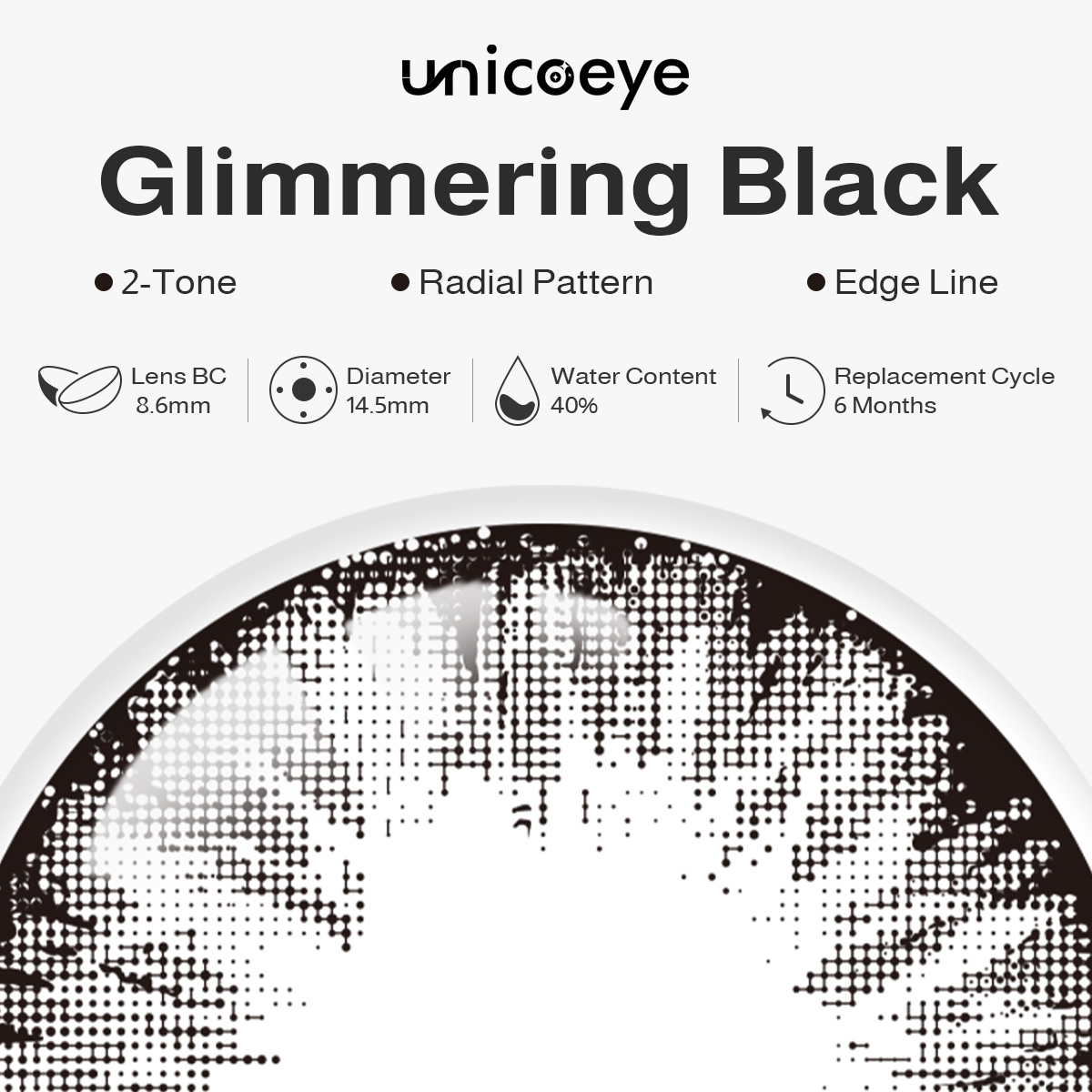 Glimmering Black 6 Months Contact Lenses | 2 Pcs