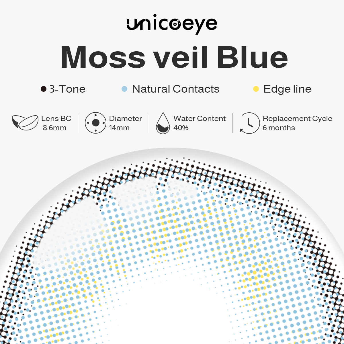 Moss Veil Blue 6 Months Contact Lenses | 2 Pcs