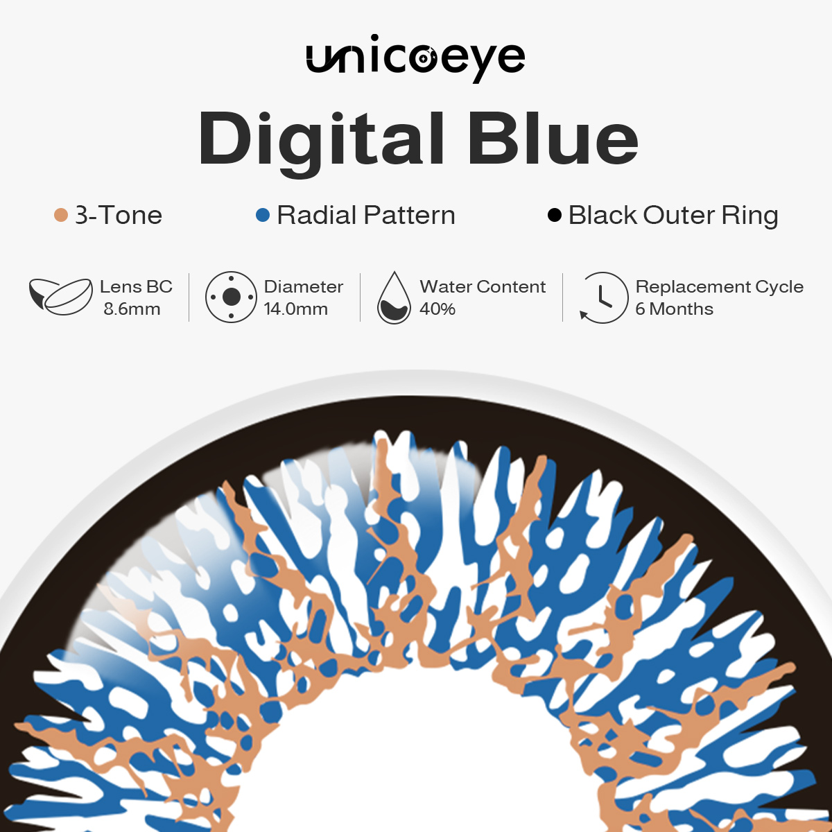 Digital Blue 6 Months Contact Lenses | 2 Pcs