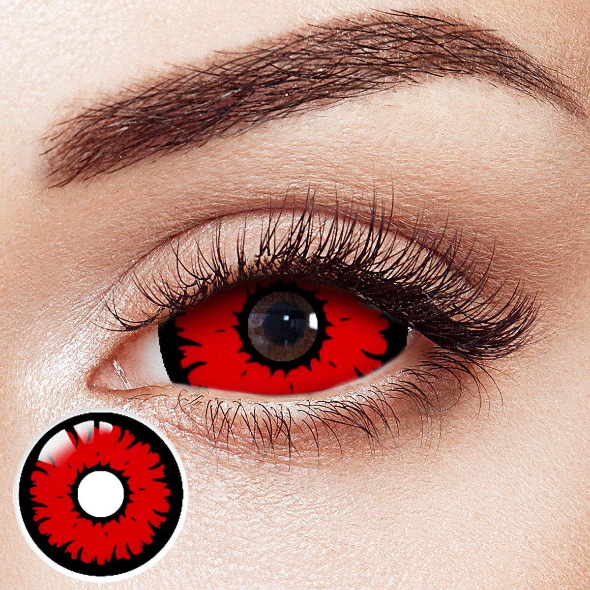 Crimson Burst Red Sclera 17mm Costume 6 Month Contact Lenses | 2 Pcs