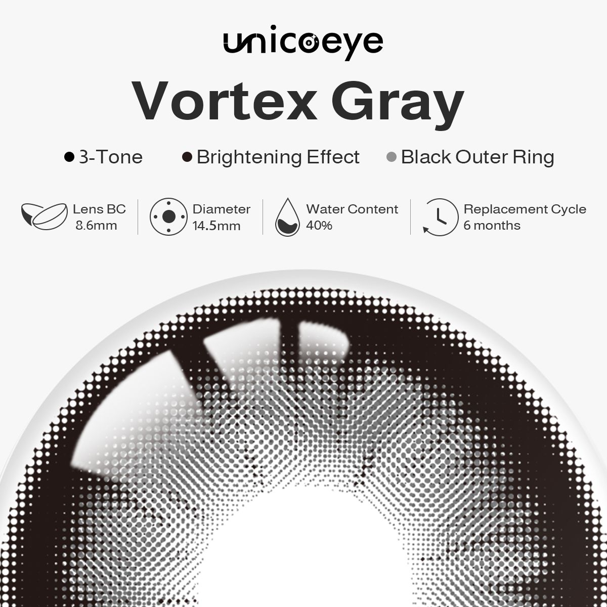 Vortex Gray 6 Month Contact Lenses | 2 Pcs