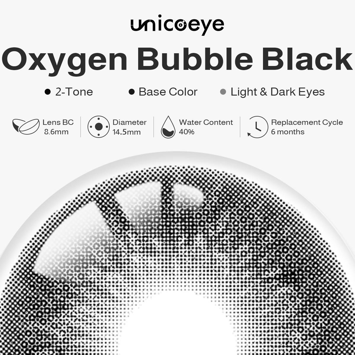 Oxygen Bubble Black 6 Month Contact Lenses | 2 Pcs