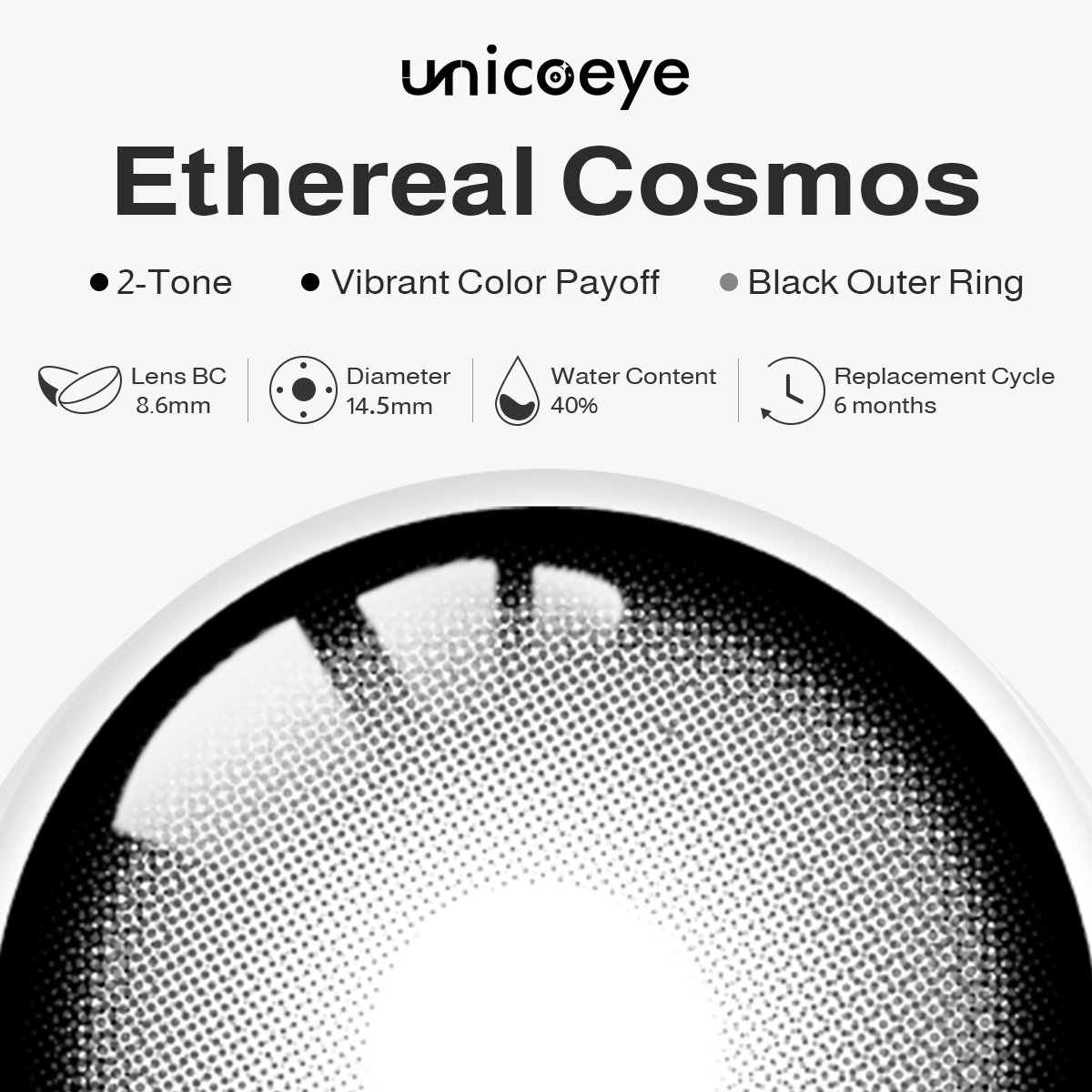 Ethereal Cosmos Gray 6 Month Contact Lenses | 2 Pcs