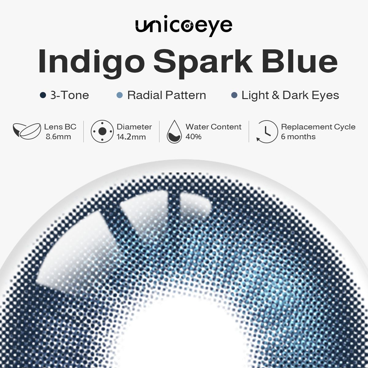 Indigo Spark Blue 6 Month Contact Lenses | 2 Pcs