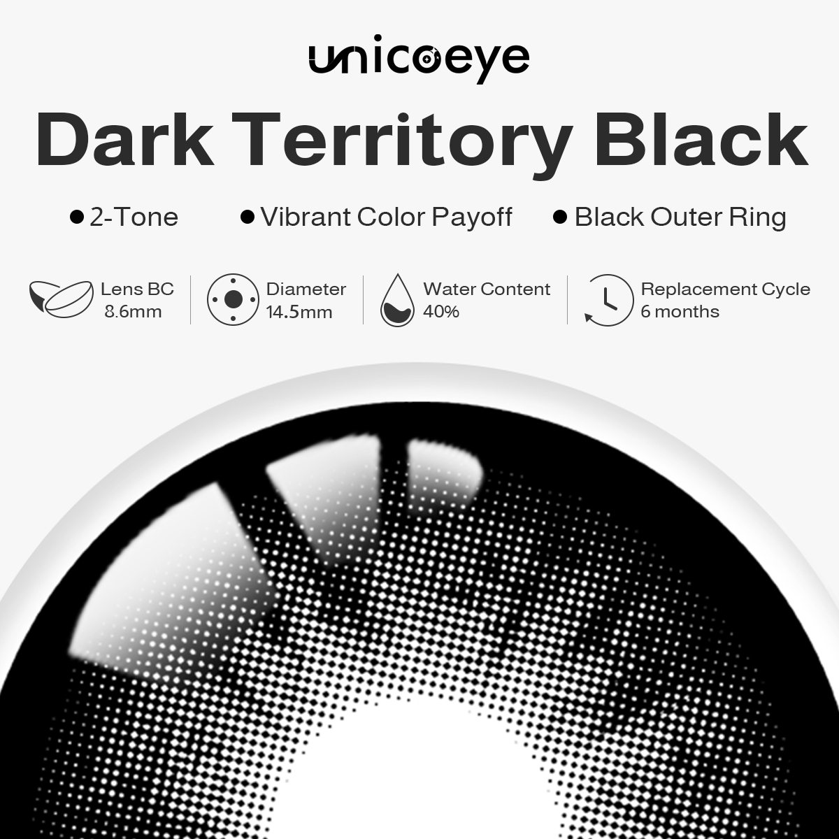 Dark Territory Black 6 Month Contact Lenses | 2 Pcs