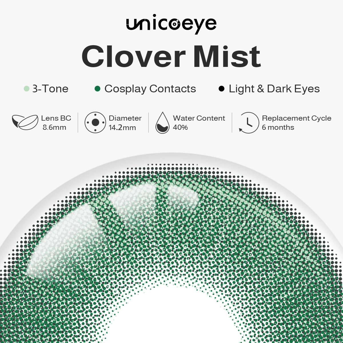 Clover Mist Green 6 Months Contact Lenses | 2 Pcs
