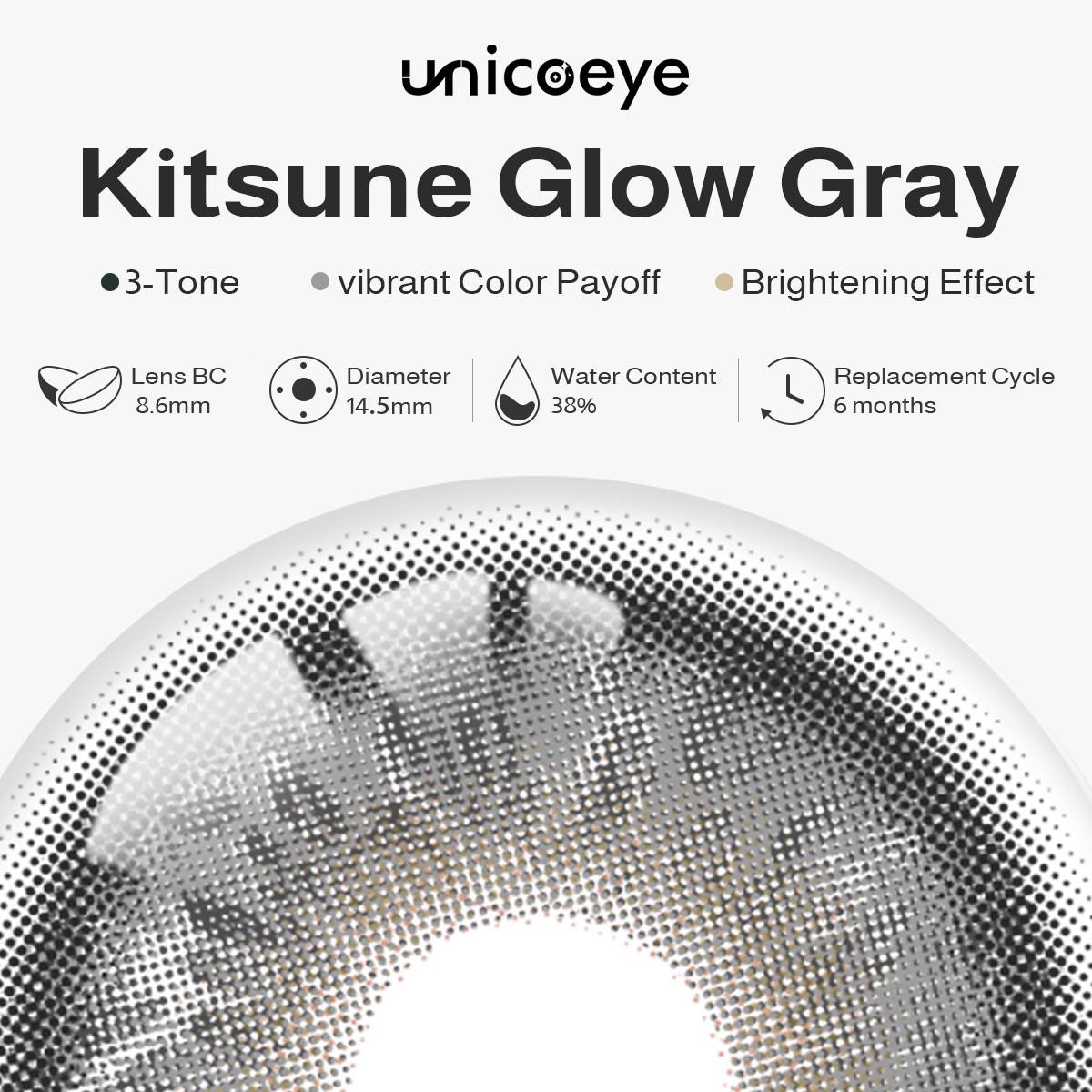 Kitsune Glow Gray 6 Months Contact Lenses | 2 Pcs