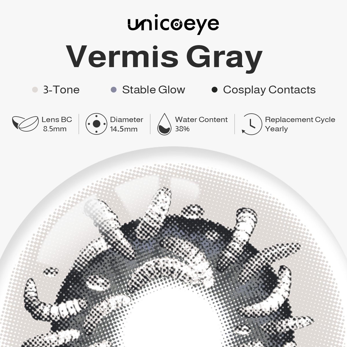 Vermis Gray Costume Yearly Contact Lenses | 2 Pcs