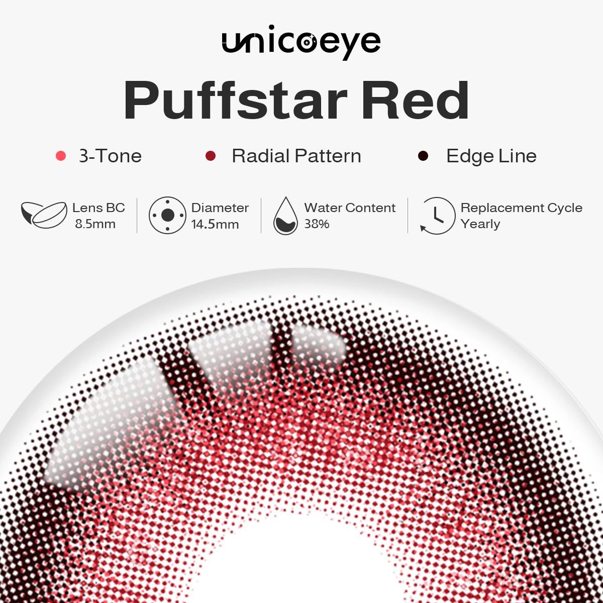 Puffstar Red Prescription Yearly Contact Lenses | 2 Pcs