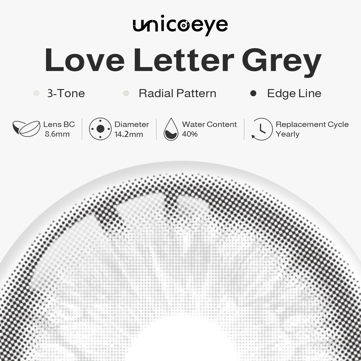 Love Letter Grey Yearly Contact Lenses | 2 Pcs