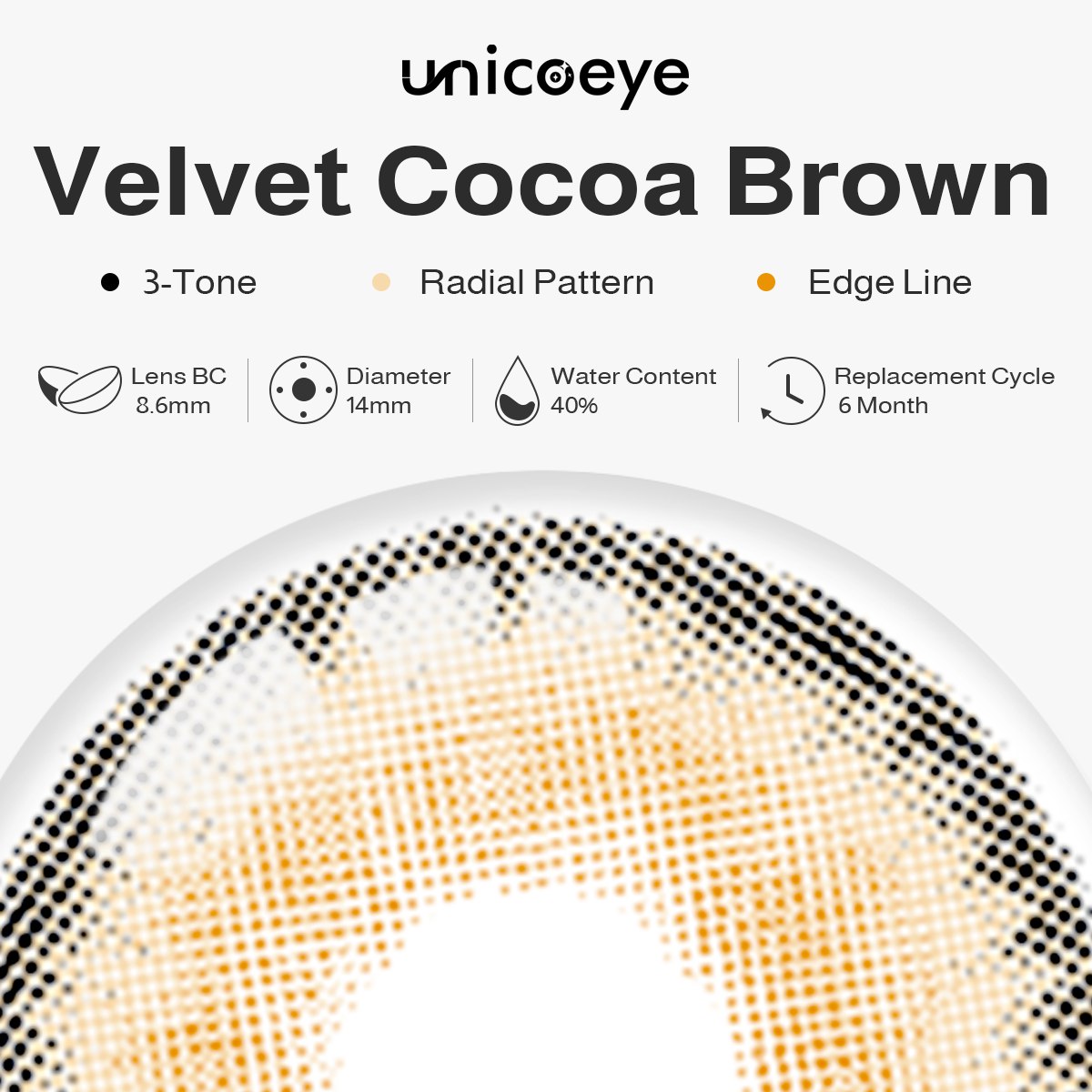 Velvet Cocoa Brown 6 Months Contact Lenses | 2 Pcs