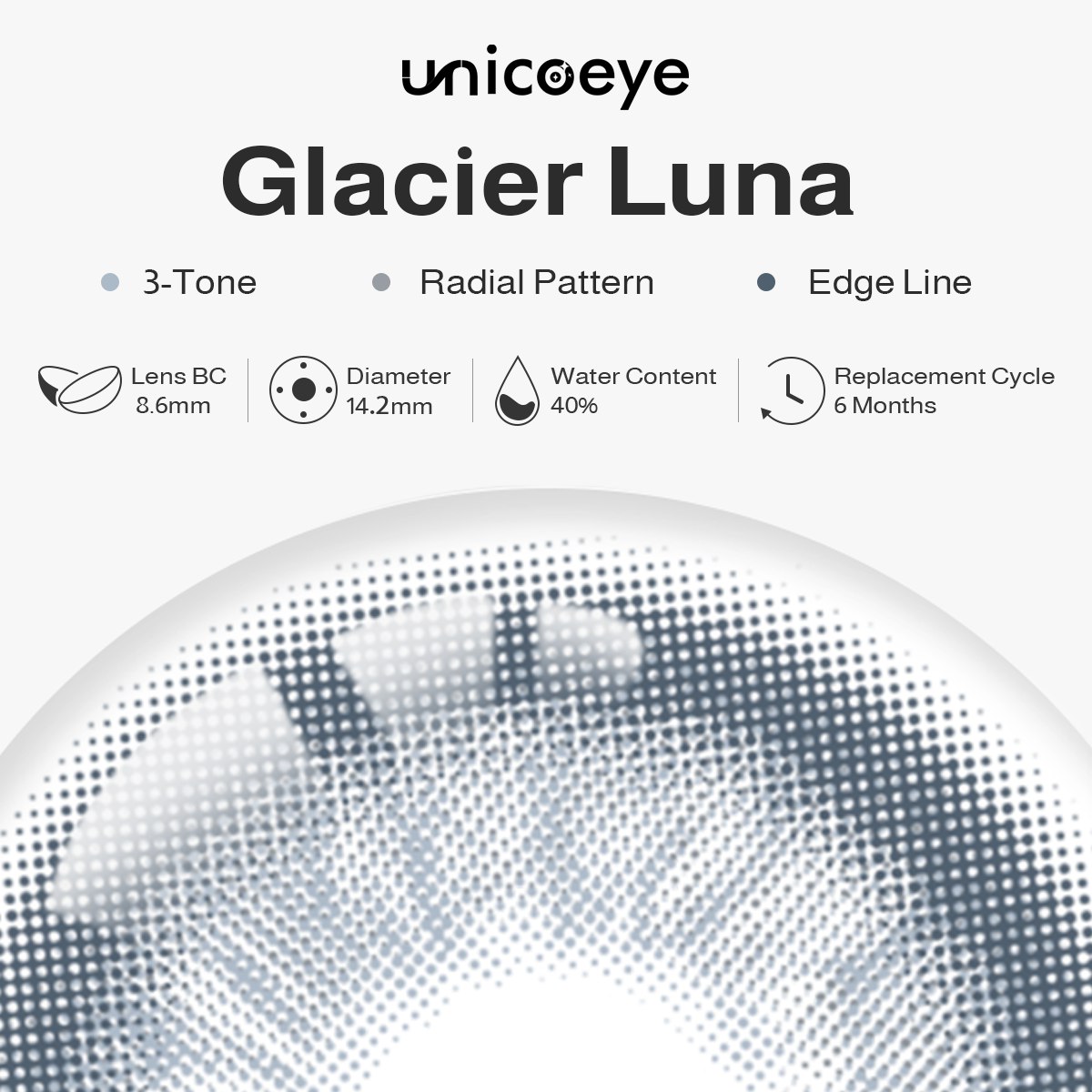 Glacier Luna Light Blue 6 Months Contact Lenses | 2 Pcs