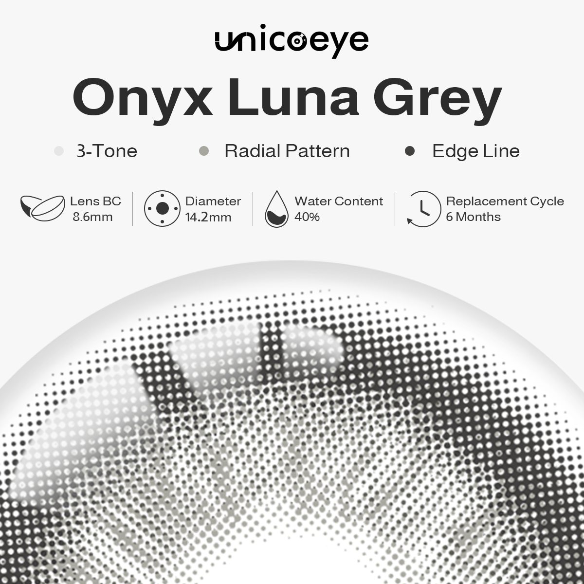 Onyx Luna Grey 6 Months Contact Lenses | 2 Pcs