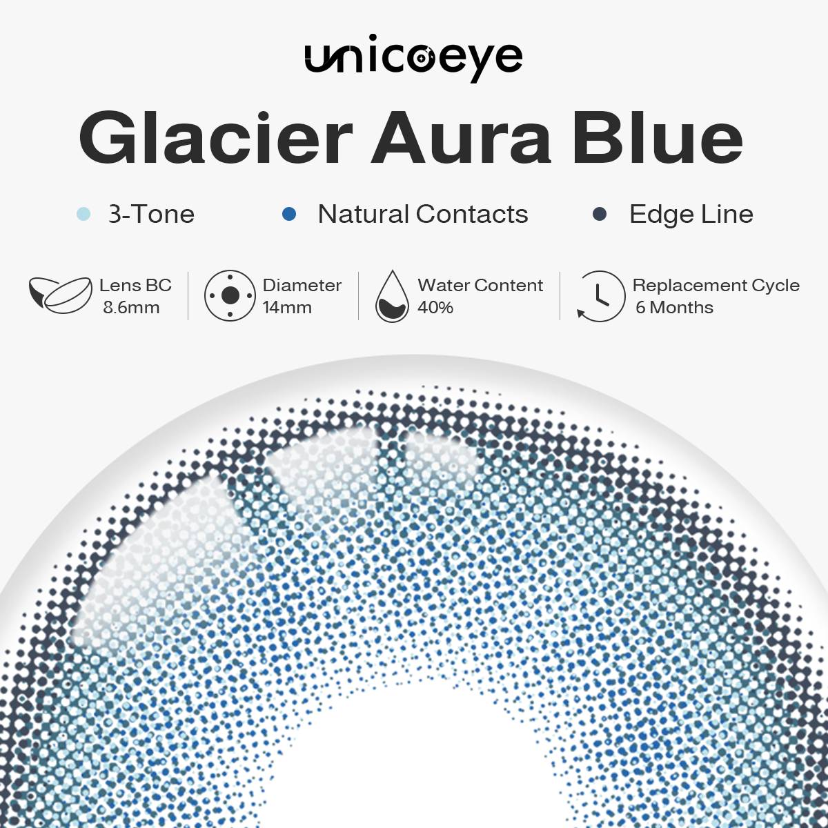 Aura Glow Blue 6 Months Contact Lenses | 2 Pcs