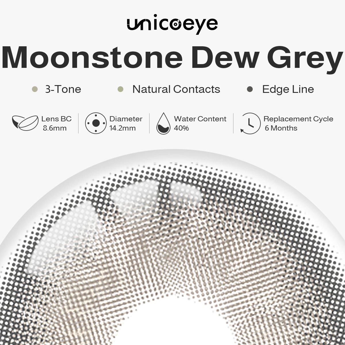 Moonstone Dew Grey 6 Months Contact Lenses | 2 Pcs