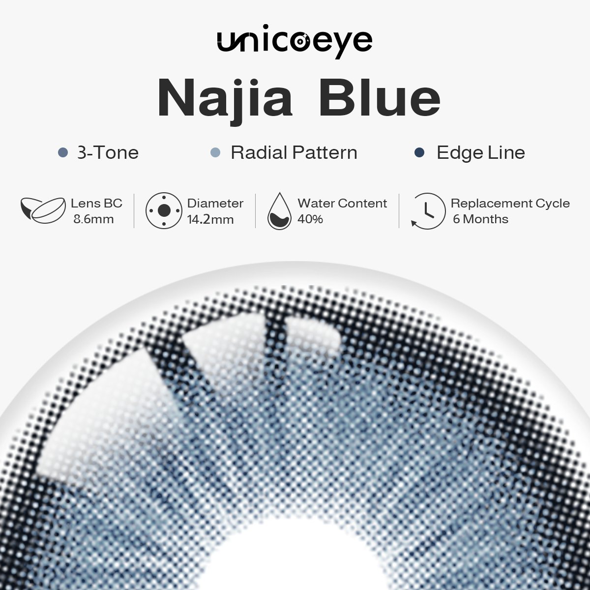 Najia Blue 6 Months Contact Lenses | 2 Pcs