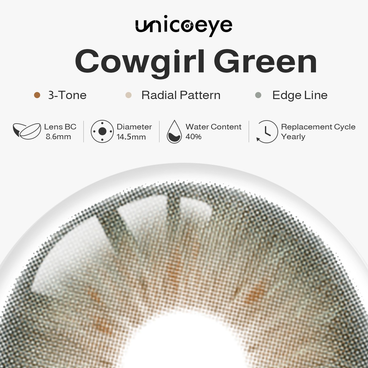 Cowgirl Green Yearly Contact Lenses| 2 Pcs