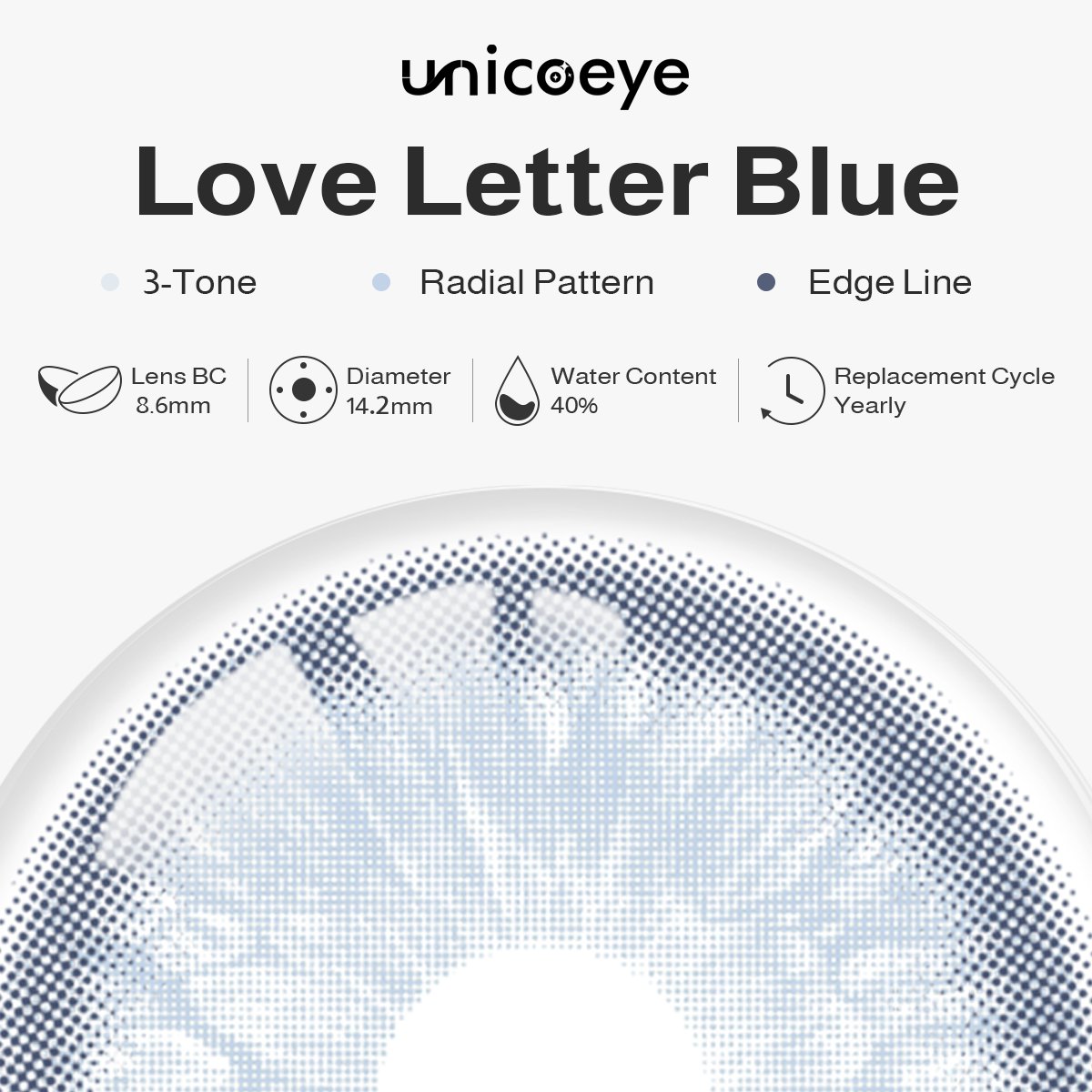 Love Letter Blue Yearly Contact Lenses | 2 Pcs