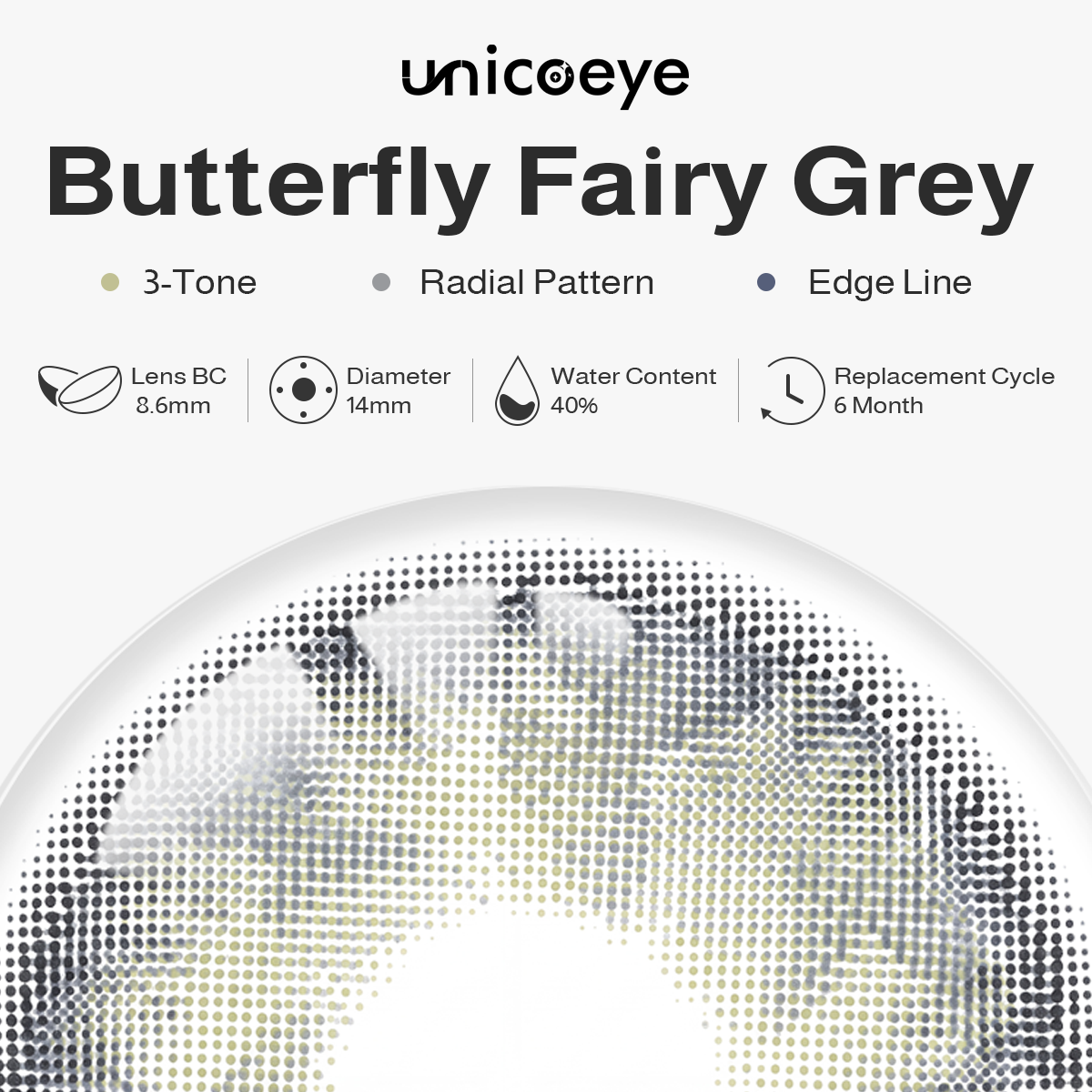 Butterfly Fairy Grey 6 Months Contact Lenses | 2 Pcs