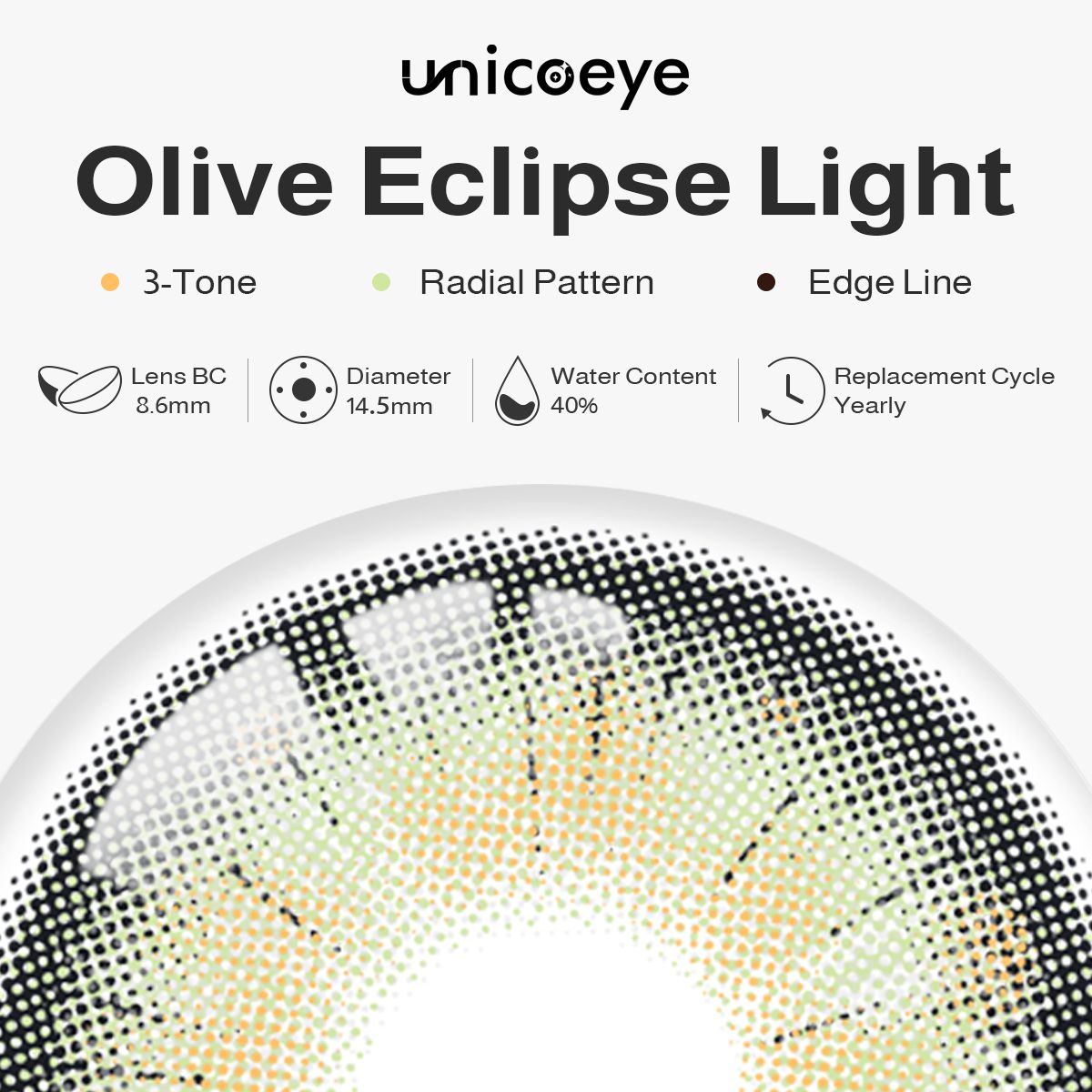 Olive Eclipse Light Green Yearly Contact Lenses | 2 Pcs