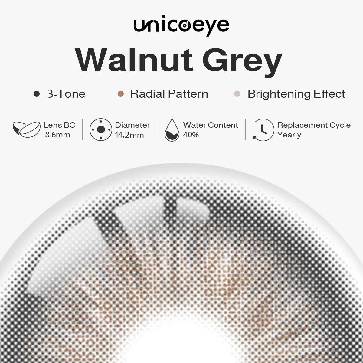 Walnut Grey Yearly Contact Lenses | 2 Pcs