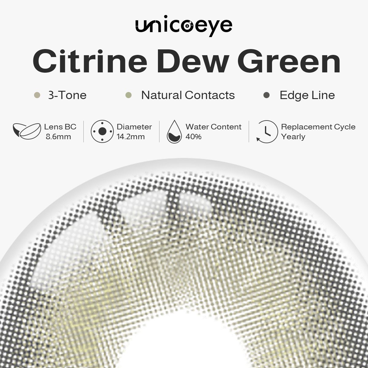 Citrine Dew Green Yearly Contact Lenses | 2 Pcs