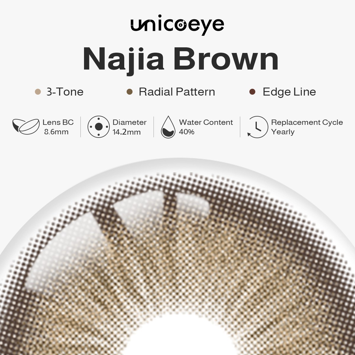 Najia Brown Yearly Contact Lenses | 2 Pcs