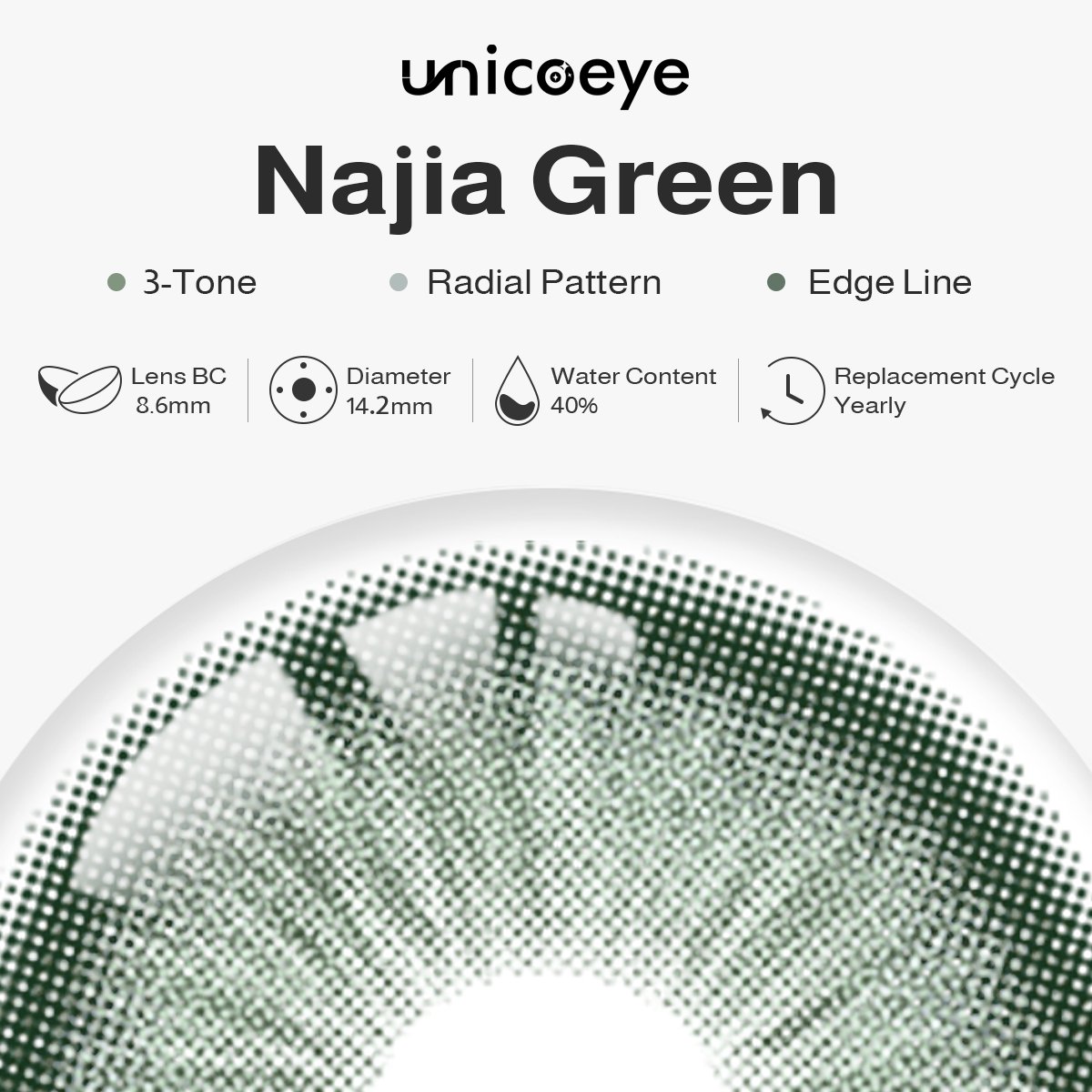 Najia Green Yearly Contact Lenses | 2 Pcs