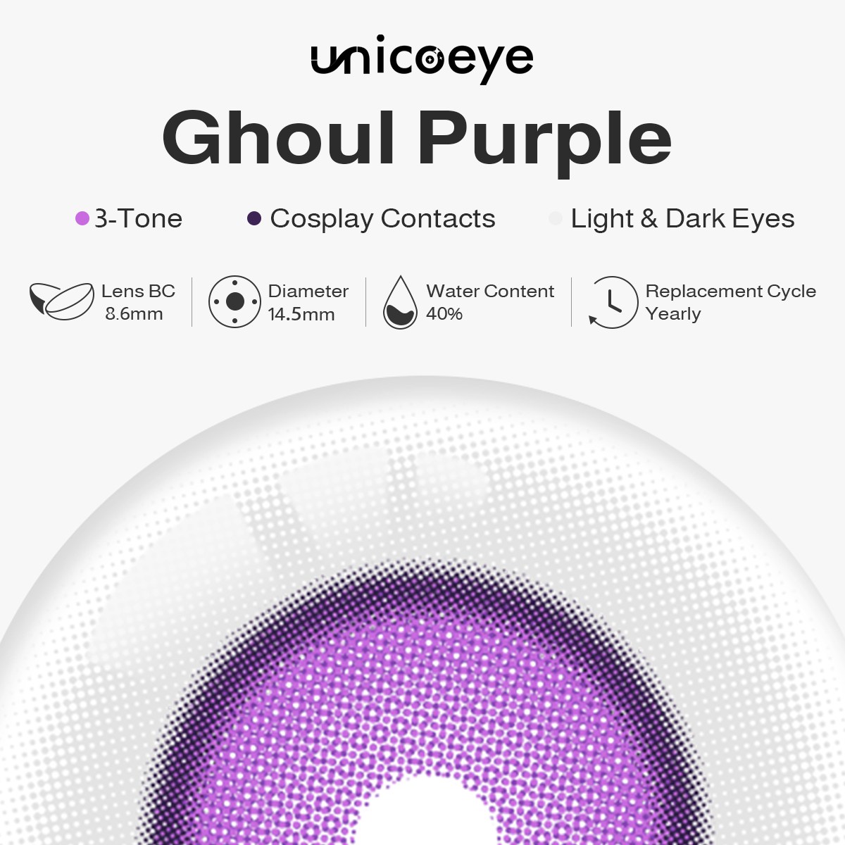 Ghoul Purple Costume Yearly Contact Lenses | 2 Pcs