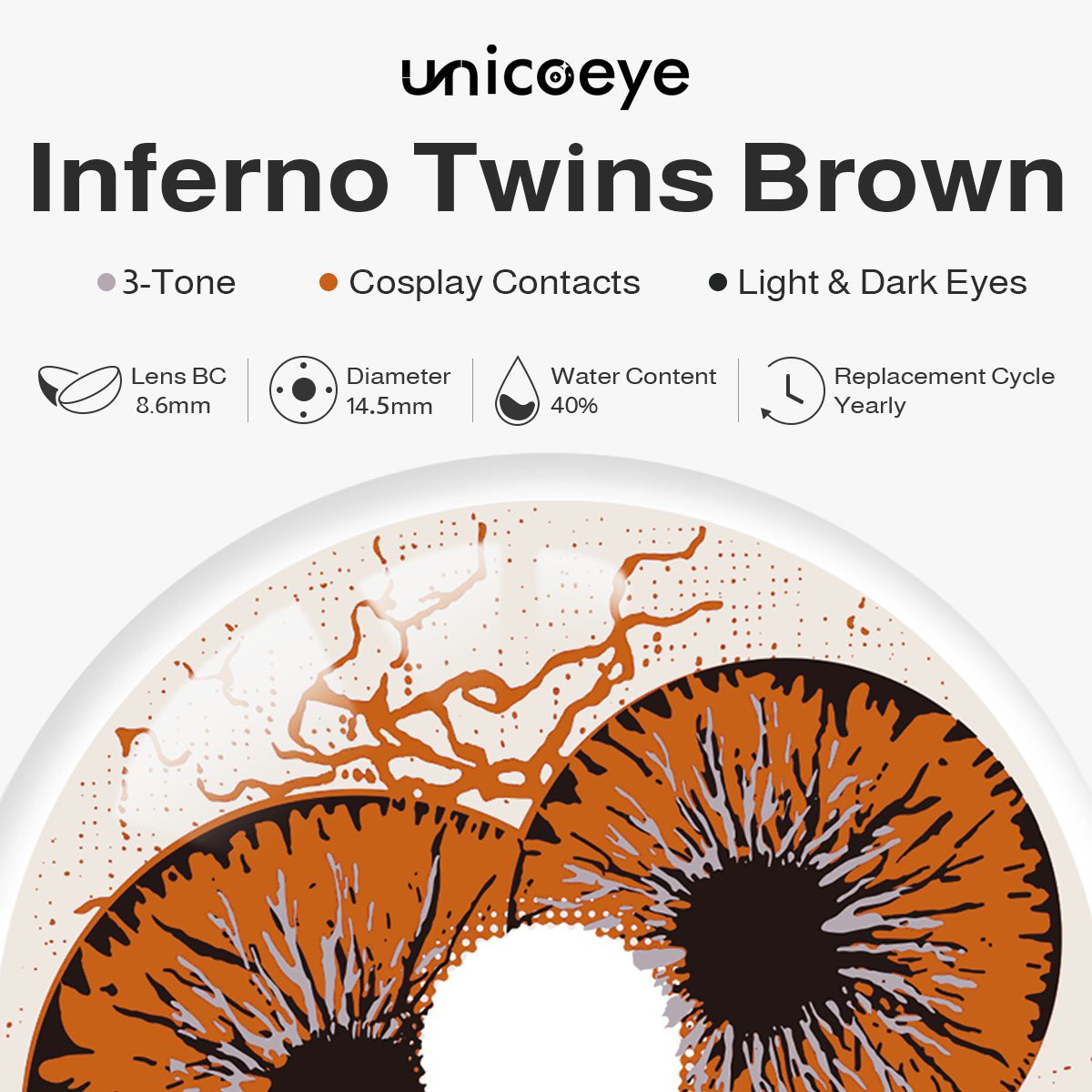 Inferno Twins Brown Costume Yearly Contact Lenses | 2 Pcs