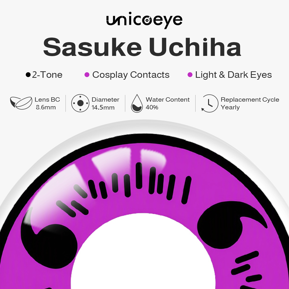Sasuke Uchiha Purple Costume Yearly Contact Lenses | 2 Pcs