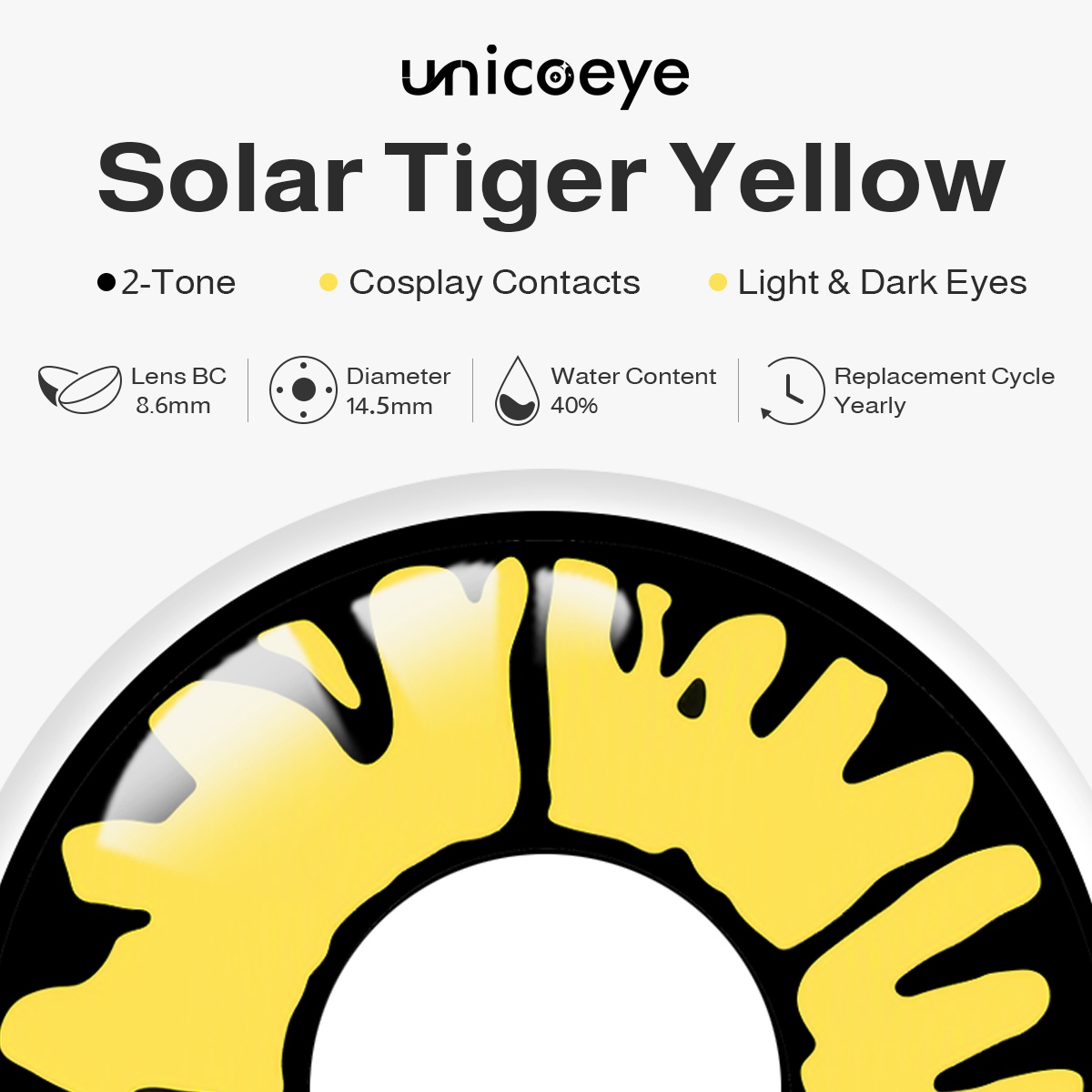 Solar Tiger Yellow Costume Yearly Contact Lenses | 2 Pcs