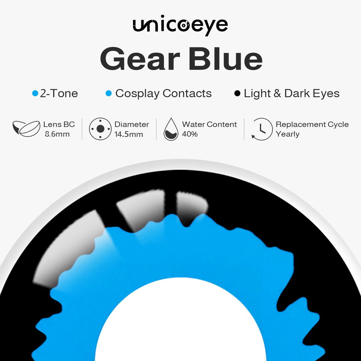 Gear Blue Costume Yearly Contact Lenses | 2 Pcs