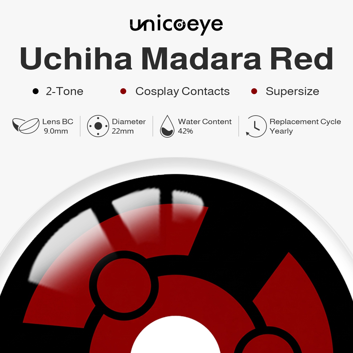 Uchiha Madara Red 22mm Costume Yearly Contact Lenses | 2 Pcs