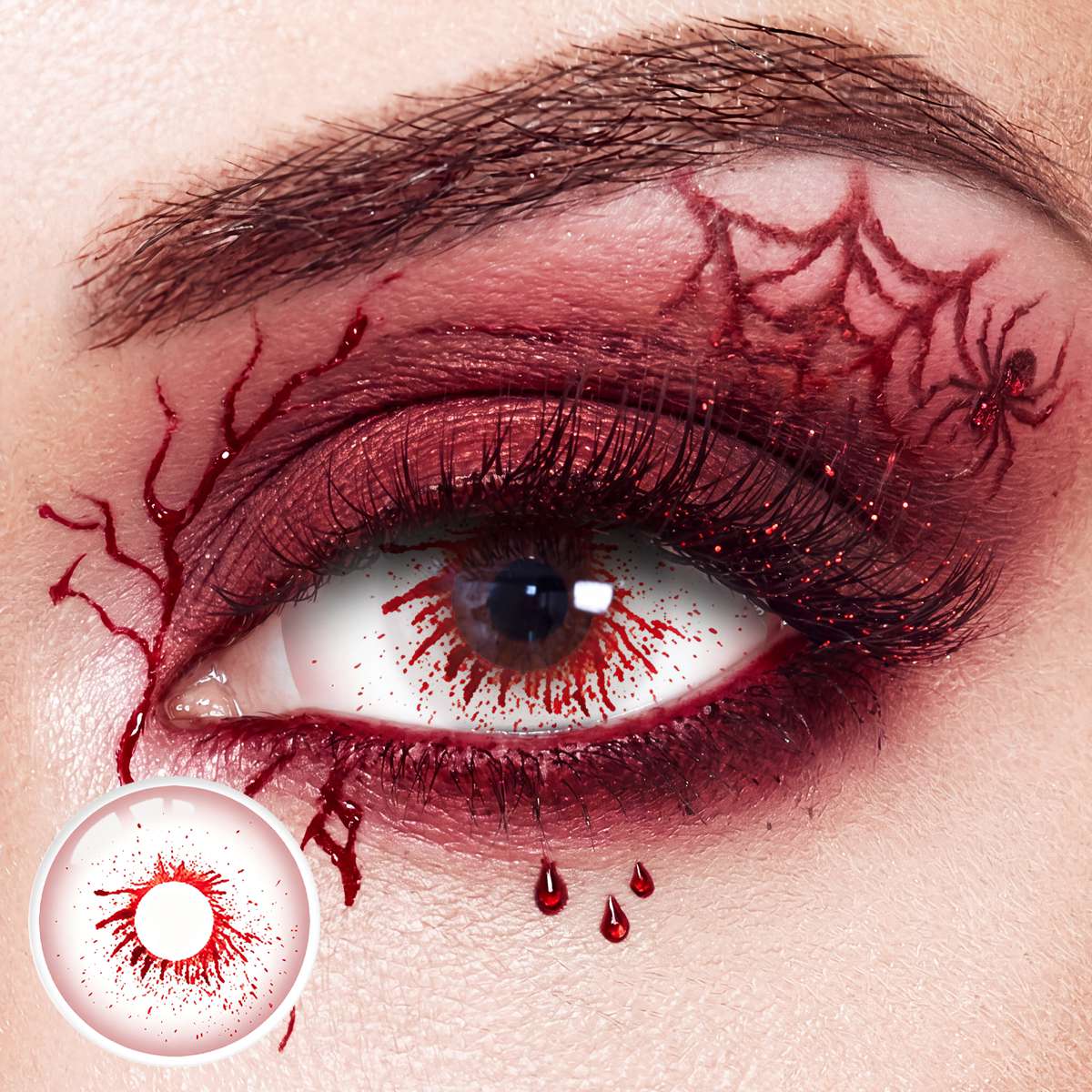 Blood Burst Red 22mm Costume Yearly Contact Lenses| 2 Pcs